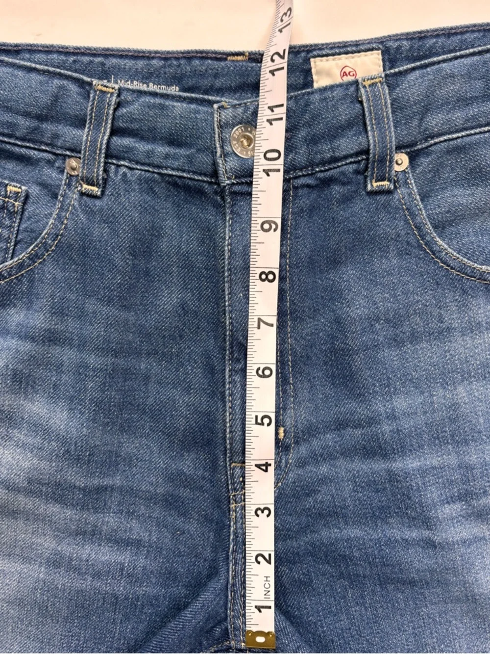 Ag Adriano Goldschmied Beryl Blue Ex Boyfriend Raw Hem 7" Denim Bermuda Shorts - Picture 7 of 12